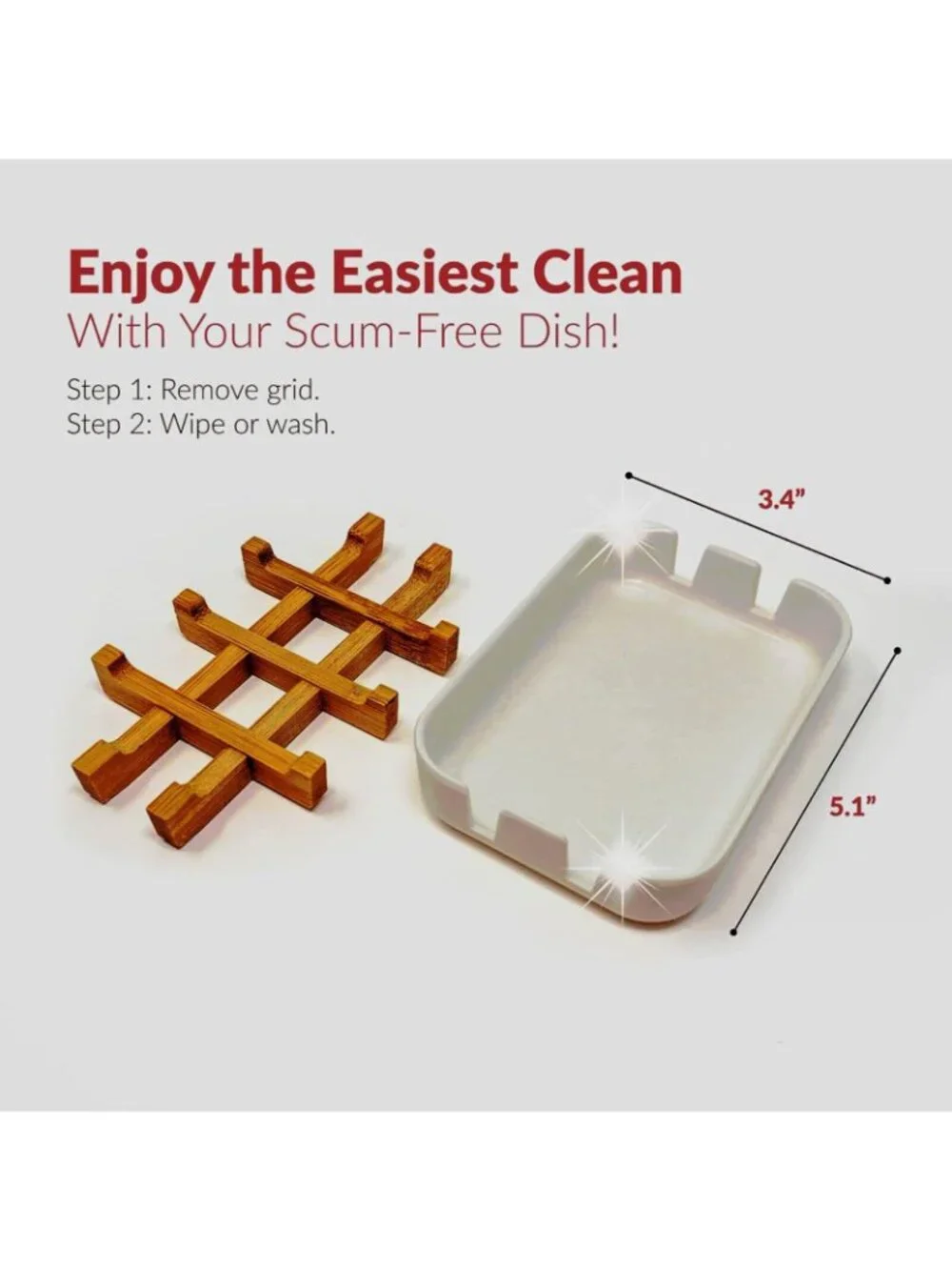 Bamboo Fiber Self-Draining Soap Dish Drain Storage Holder Tray Bathroom Set of 2